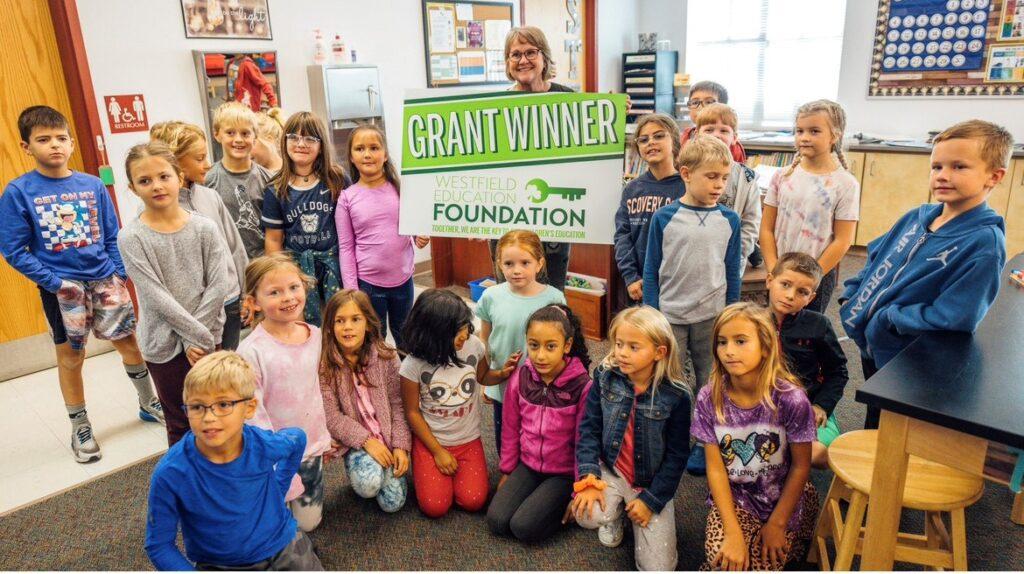 Photo of Westfield teacher grant recipient, Amy McClelland, and her classroom