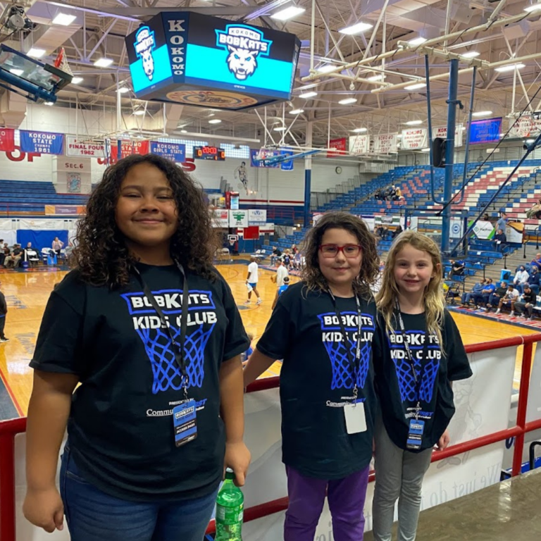members of the 2022 Bobkats Kids Club at a game together