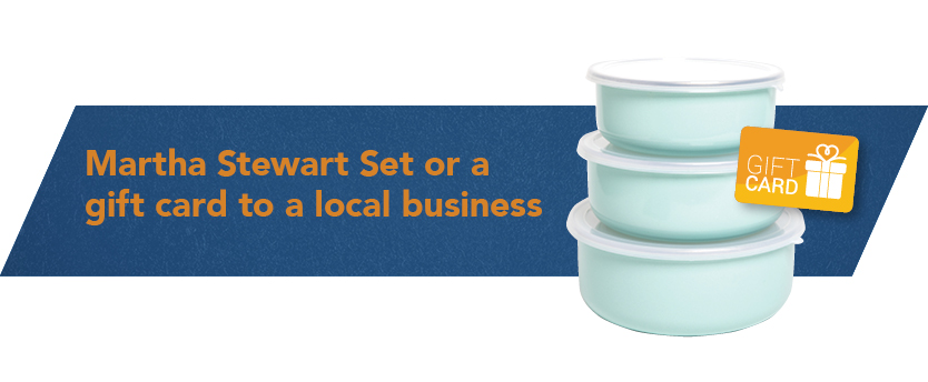 Current gifts offered with new checking accounts: Martha Stewart Set or Local Gift Card