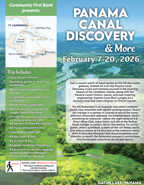 Front of the trip brochure for the Panama Canal Discovery & More trip