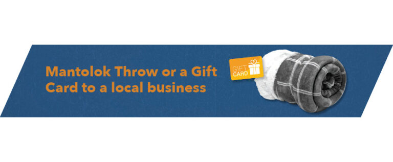 Current gifts offered with new checking accounts: Mantolok Throw or Local Gift Card